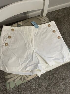 LOFT White Sailor-Style Button Shorts